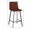 Lou Vintage Bar Stool Faux Leather Cognac Dimensions