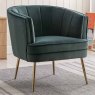 Gia Occasional Tub Chair Fabric Velvet Green Ivy Side