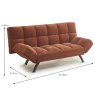 Rathlin 3 Seater Sofa Bed Fabric Deep Terracotta Dimensions Closed