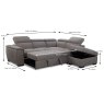 Copenhagen 4 Seater Corner Sofa Bed With Storage Ottoman RHF Fabric Grey Dimensions