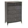 Darcy 5 Drawer Tallboy Ebony Ecru