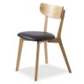 Faro Dining Chair Oak With Black Faux Leather Seat Pad
