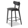 Faro Low Bar Stool Black With Faux Leather Seat Pad Black