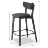 Faro Low Bar Stool Black With Faux Leather Seat Pad Black Dimensions