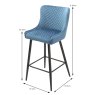 Taliai Low Bar Stool Fabric Blue Dimensions