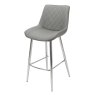 Sammy High Bar Stool Faux Leather Grey With Chrome Legs