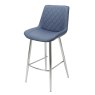 Sammy High Bar Stool Faux Leather Blue With Chrome Legs