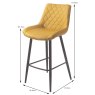 Sammy High Bar Stool Faux Leather Yellow With Black Legs Dimensions