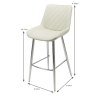 Sammy High Bar Stool Faux Leather Taupe With Chrome Legs Dimensions