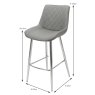 Sammy High Bar Stool Faux Leather Grey With Chrome Legs Dimensions