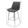 Sammy High Bar Stool Faux Leather Black With Chrome Legs Dimensions