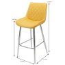 Sammy High Bar Stool Faux Leather Yellow With Chrome Legs Dimensions