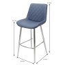 Sammy High Bar Stool Faux Leather Blue With Chrome Legs Dimensions