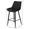 Sammy High Bar Stool Faux Leather Black With Black Legs Dimensions