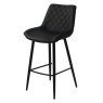 Sammy High Bar Stool Faux Leather Black With Black Legs