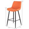 Bella High Bar Stool Fabric Orange Dimensions