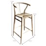 Shoreditch High Bar Stool Teak With Rush Seat Dimensions