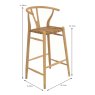 Shoreditch High Bar Stool Teak With Rush Seat Dimensions