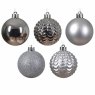 Shatterproof Bauble Starter Pack Silver (Set of 80) 8cm