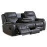 San Antonio Electric Reclining 3 Seater Sofa With Dropdown Tray & Charger Faux Suede Slate