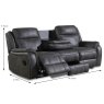 San Antonio Electric Reclining 3 Seater Sofa With Dropdown Tray & Charger Faux Suede Slate Dumension