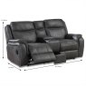 San Antonio Electric Reclining 2 Seater Sofa With Consul & Charger Faux Suede Slate Dimensions