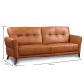 Lucerne 3 Seater Sofa Leather Leather Tan Dimensions