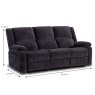 Fremantle 3 Seater Manual Reclining Sofa Fabric Charcoal Dimensions