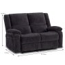 Fremantle 2 Seater Manual Reclining Sofa Fabric Charcoal Dimensions