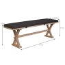 Valent 3 Person Dining Bench Oak With Fabric Seat Pad Dark Grey 