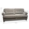Joya 3 Seater Sofa Fabric C Dimensions