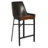 Calabria High Bar Stool Faux Leather Grey & Tan