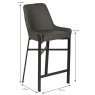 Calabria High Bar Stool Faux Leather Grey Dimensions