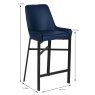 Calabria High Bar Stool Faux Leather Blue Dimensions