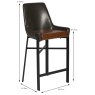 Calabria High Bar Stool Faux Leather Grey & Tan Dimensions