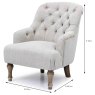 Bianca Armchair Fabric Cream Dimensions