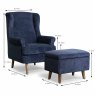 Granada Armchair Fabric Navy Dimensions