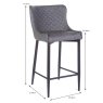 Vancouver Low Bar Stool Faux Leather Grey Dimensions