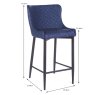 Vancouver Low Bar Stool Velvet Navy Dimensions