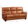 Girona 3 Seater Sofa Leather Tan - Measurements