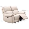 Girona Electric Reclining 2 Seater Sofa Leather Chalk - Measurements