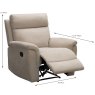 Austin Manual Reclining Armchair Fabric Natural Measurement