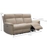 Austin Electric Reclining 3 Seater Sofa Fabric Natural Measurement