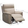 Austin Electric Reclining Armchair Fabric Natural - Measurements