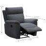 Austin Manual Reclining Armchair Fabric Grey - Measurements