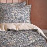 Edinburgh Weavers Malory Traditional Floral Reversible Super King Duvet Cover Set Navy Close Up