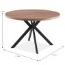 Freddie  2-4 Person Round Dining Table Walnut Dimensions