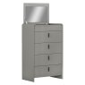 Cavelli 4 Drawer Tallboy With Mirror Grey