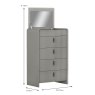 Cavelli 4 Drawer Tallboy With Mirror Grey Dimensions