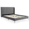 Avery Super King (180cm) Bedstead Fabric Grey Velvet & Chrome Legs